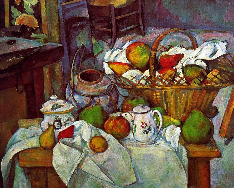 Paul Cezanne Vessels, Basket and Fruit France oil painting art